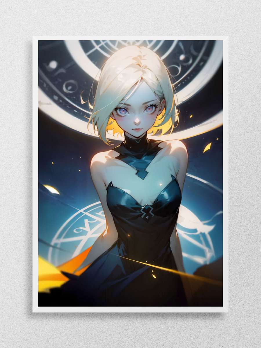 A woman in a black dress Anime Poster Çerçevesiz Yüksek Kalite Anime Duvar Poster