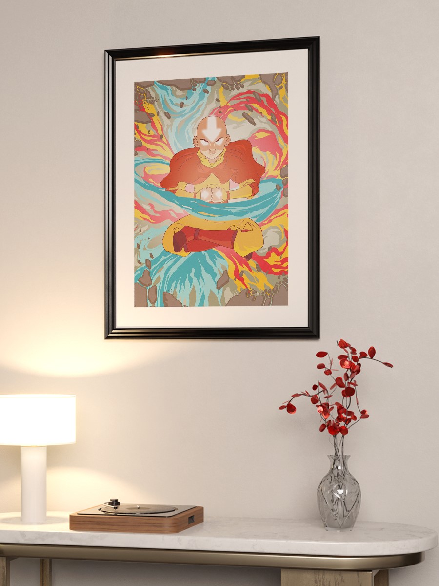 Aang All Four Elements Anime Poster Çerçevesiz Yüksek Kalite Anime Duvar Poster