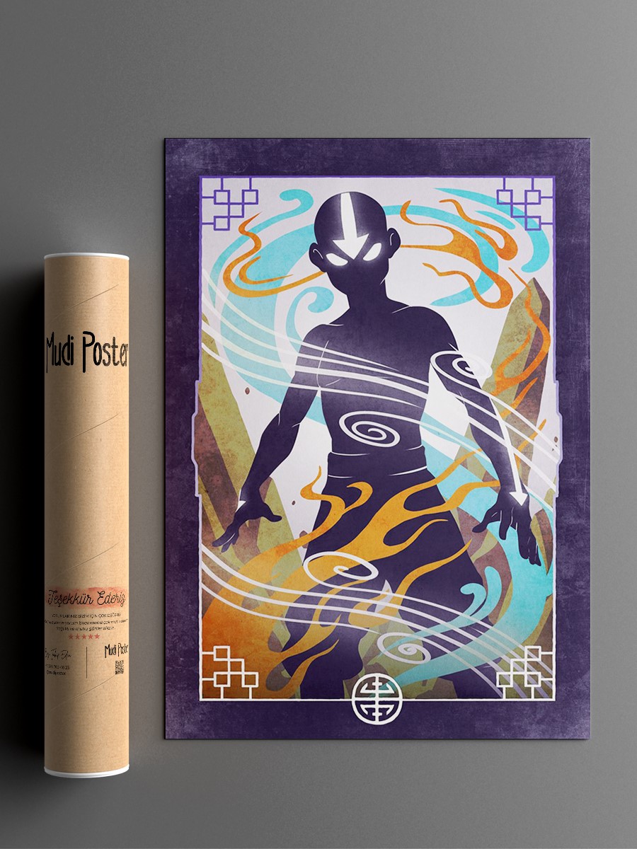 Aang Avatar State Anime Poster Çerçevesiz Yüksek Kalite Anime Duvar Poster