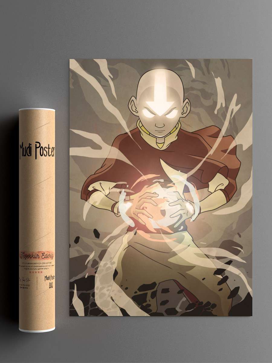 Aang Elements Anime Poster Çerçevesiz Yüksek Kalite Anime Duvar Poster