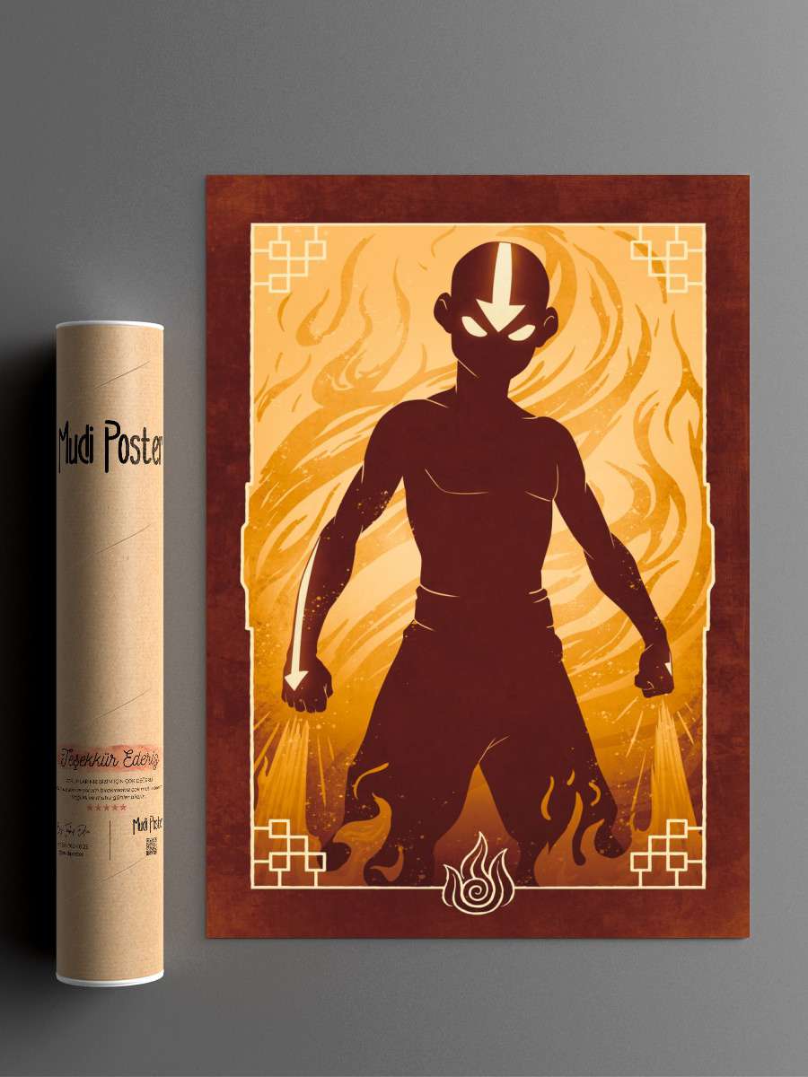 Aang Fire Anime Poster Çerçevesiz Yüksek Kalite Anime Duvar Poster
