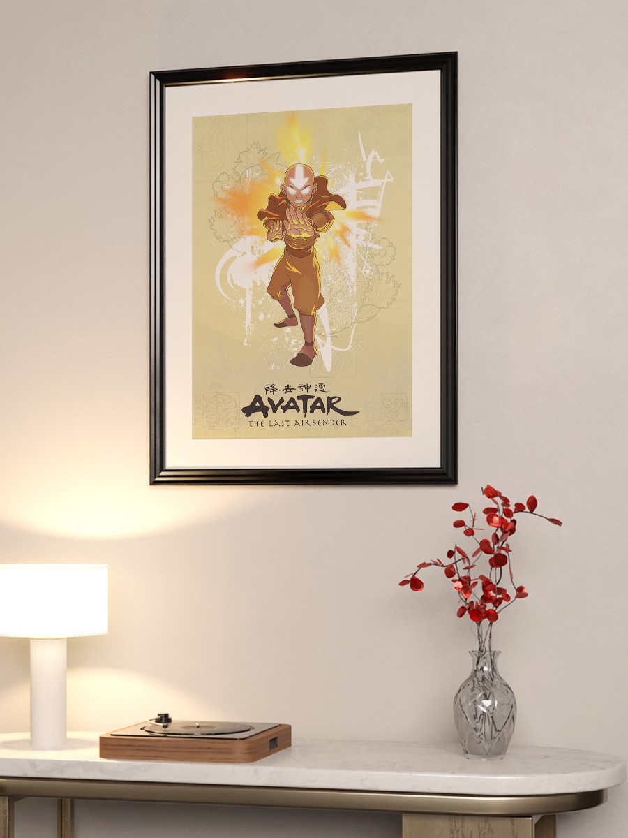 Aang Firebending Anime Poster Çerçevesiz Yüksek Kalite Anime Duvar Poster