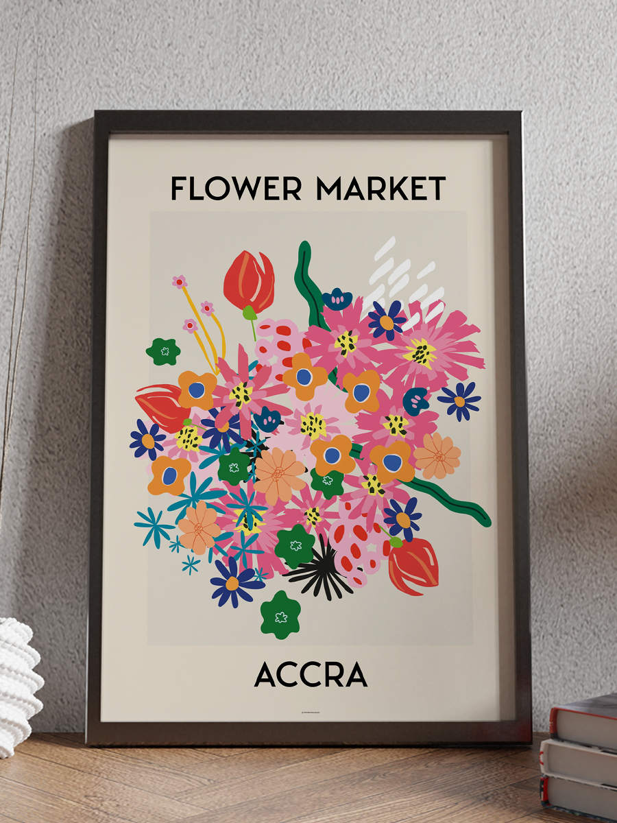 Accara Soyut Çiçek Modern Poster Çerçevesiz Duvar Tablosu Sanatsal Poster