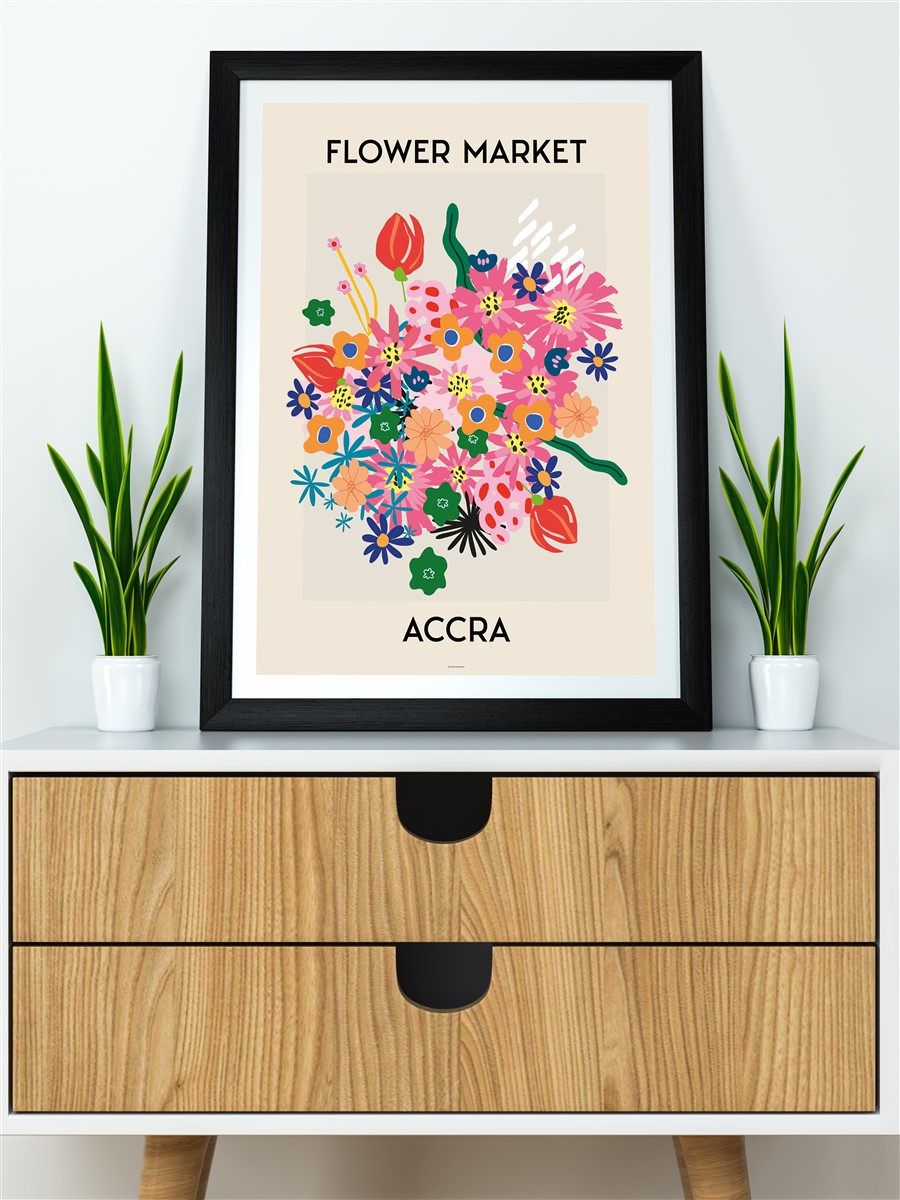 Accara Soyut Çiçek Modern Poster Çerçevesiz Duvar Tablosu Sanatsal Poster