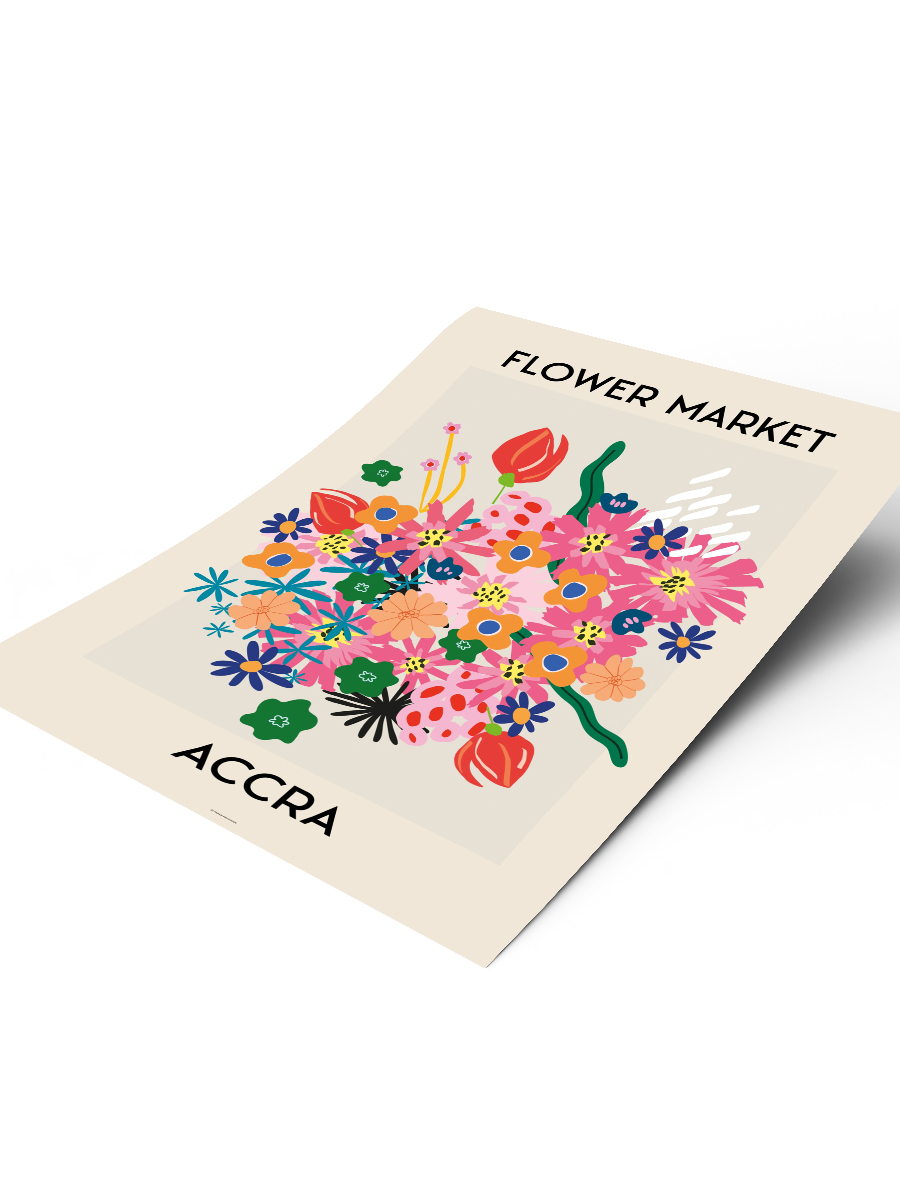 Accara Soyut Çiçek Modern Poster Çerçevesiz Duvar Tablosu Sanatsal Poster