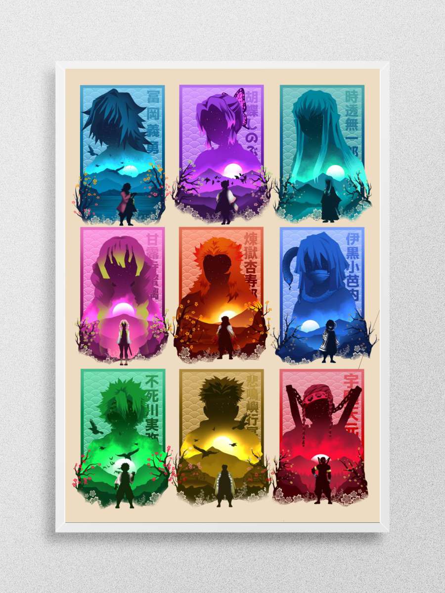 All Hashira Demon Slayer Anime Poster Çerçevesiz Yüksek Kalite Anime Duvar Poster