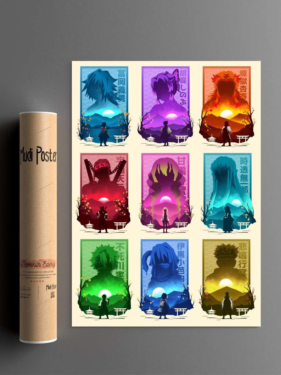 All Hashira Anime Poster Çerçevesiz Yüksek Kalite Anime Duvar Poster