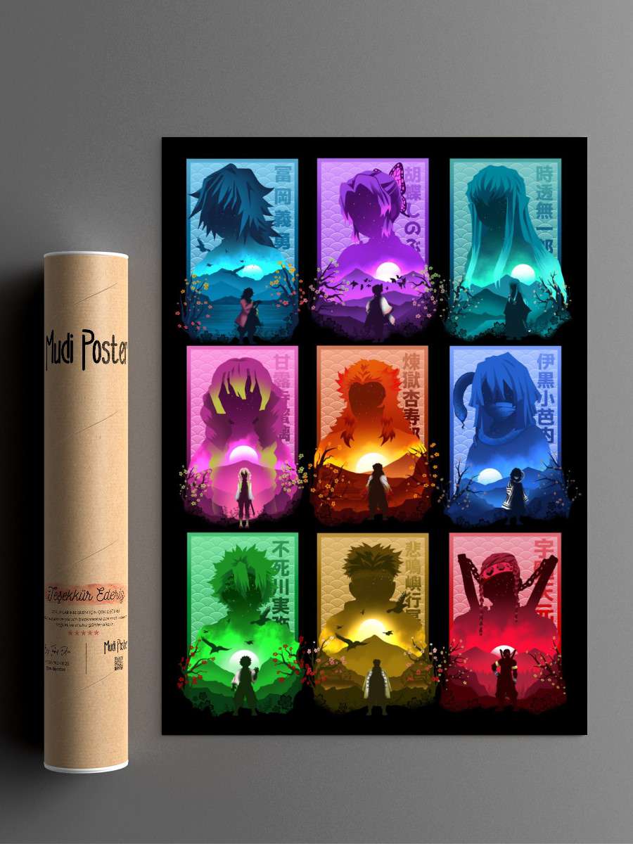 All Hashira Anime Poster Çerçevesiz Yüksek Kalite Anime Duvar Poster