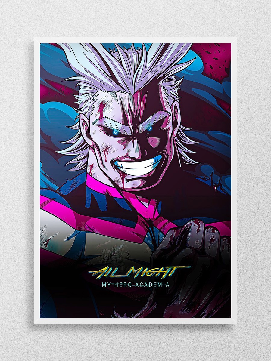 All Might Cyberpunk Art St Anime Poster Çerçevesiz Yüksek Kalite Anime Duvar Poster