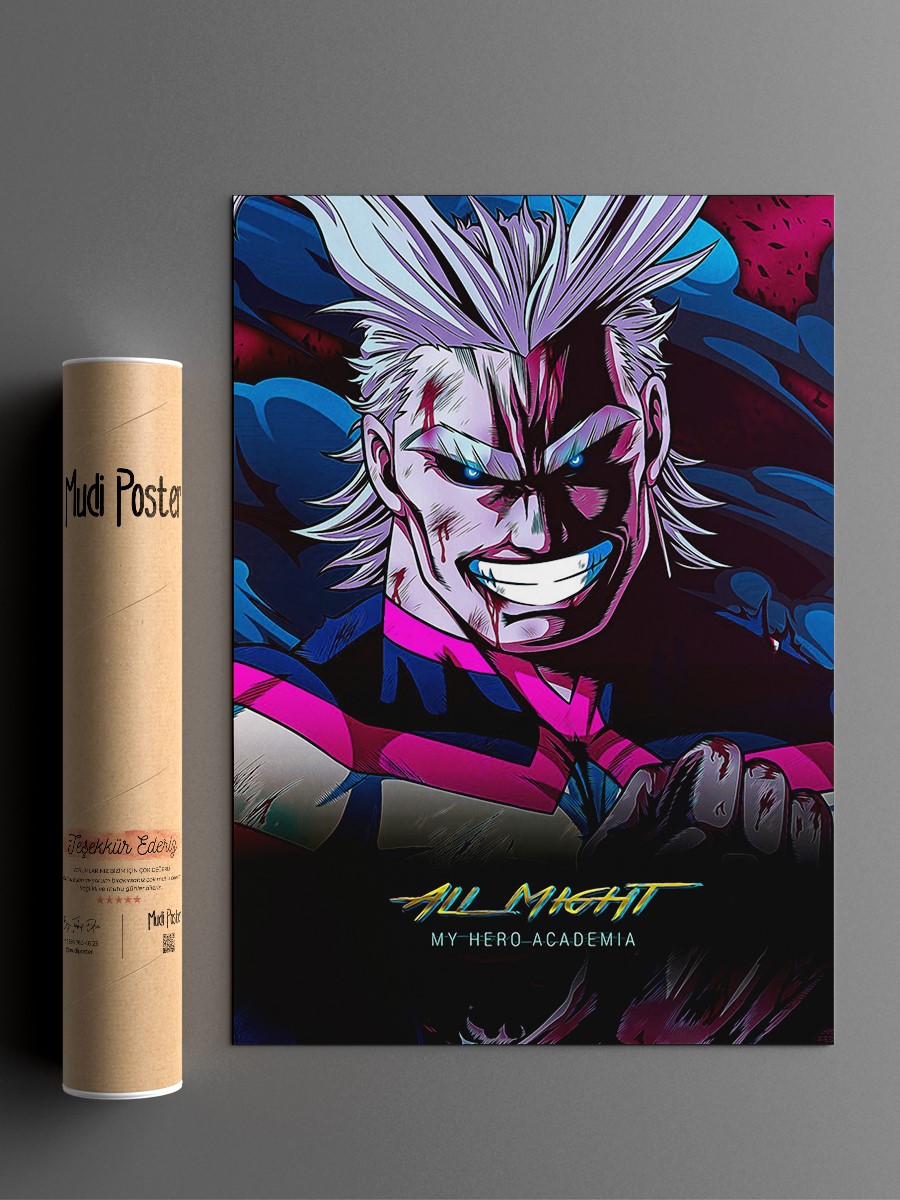 All Might Cyberpunk Art St Anime Poster Çerçevesiz Yüksek Kalite Anime Duvar Poster