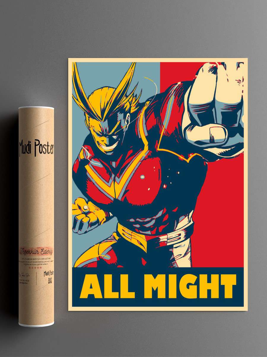 All Might Powerfull Anime Poster Çerçevesiz Yüksek Kalite Anime Duvar Poster