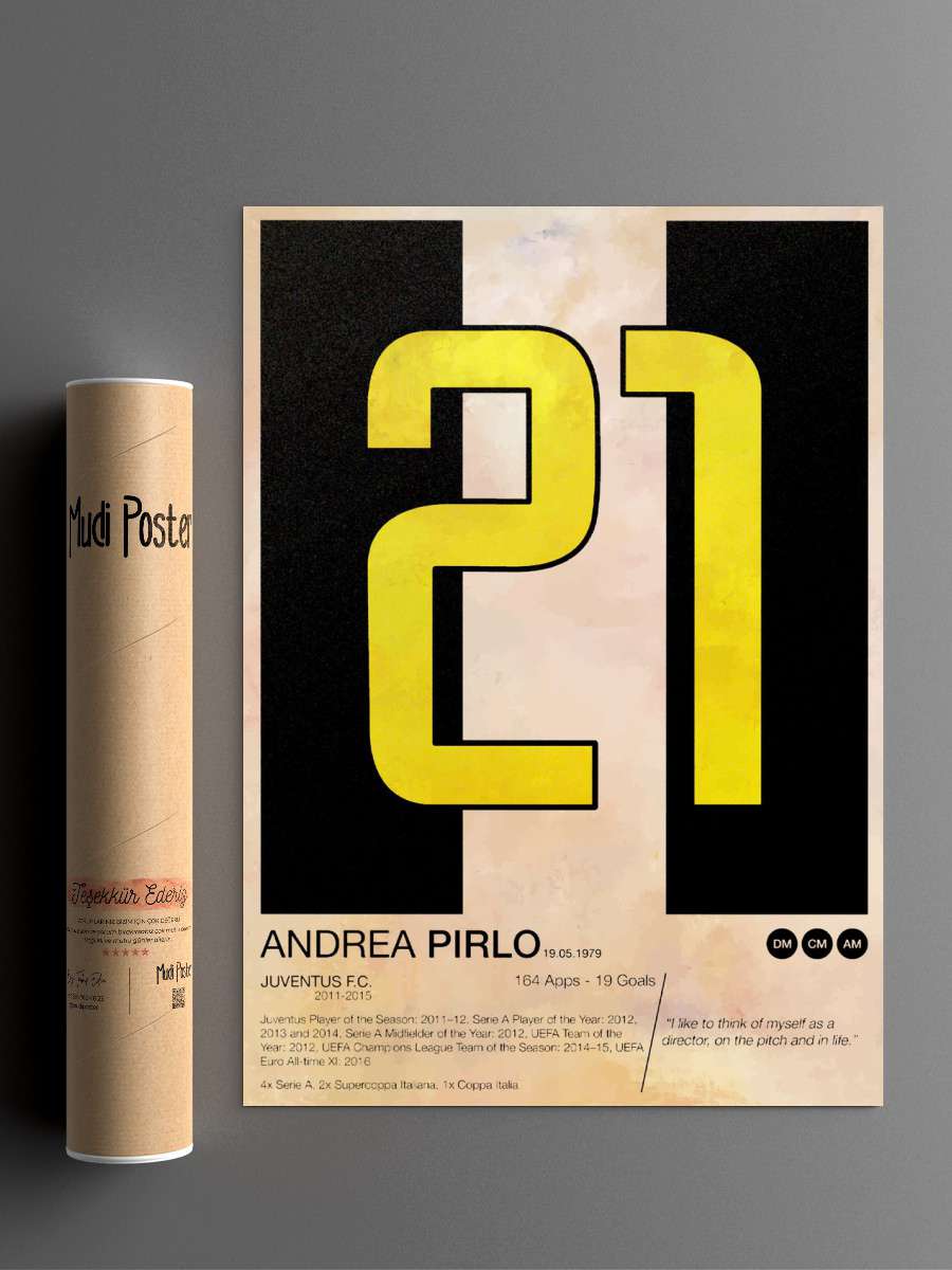 Andrea Pirlo Futbol Poster Çerçevesiz Yüksek Kalite Futbolcu Duvar Poster