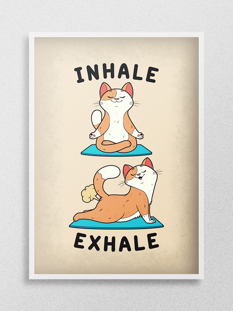 Anime Cat Yoga Exhale Anime Poster Çerçevesiz Yüksek Kalite Anime Duvar Poster