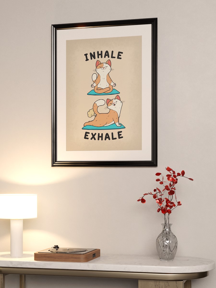 Anime Cat Yoga Exhale Anime Poster Çerçevesiz Yüksek Kalite Anime Duvar Poster