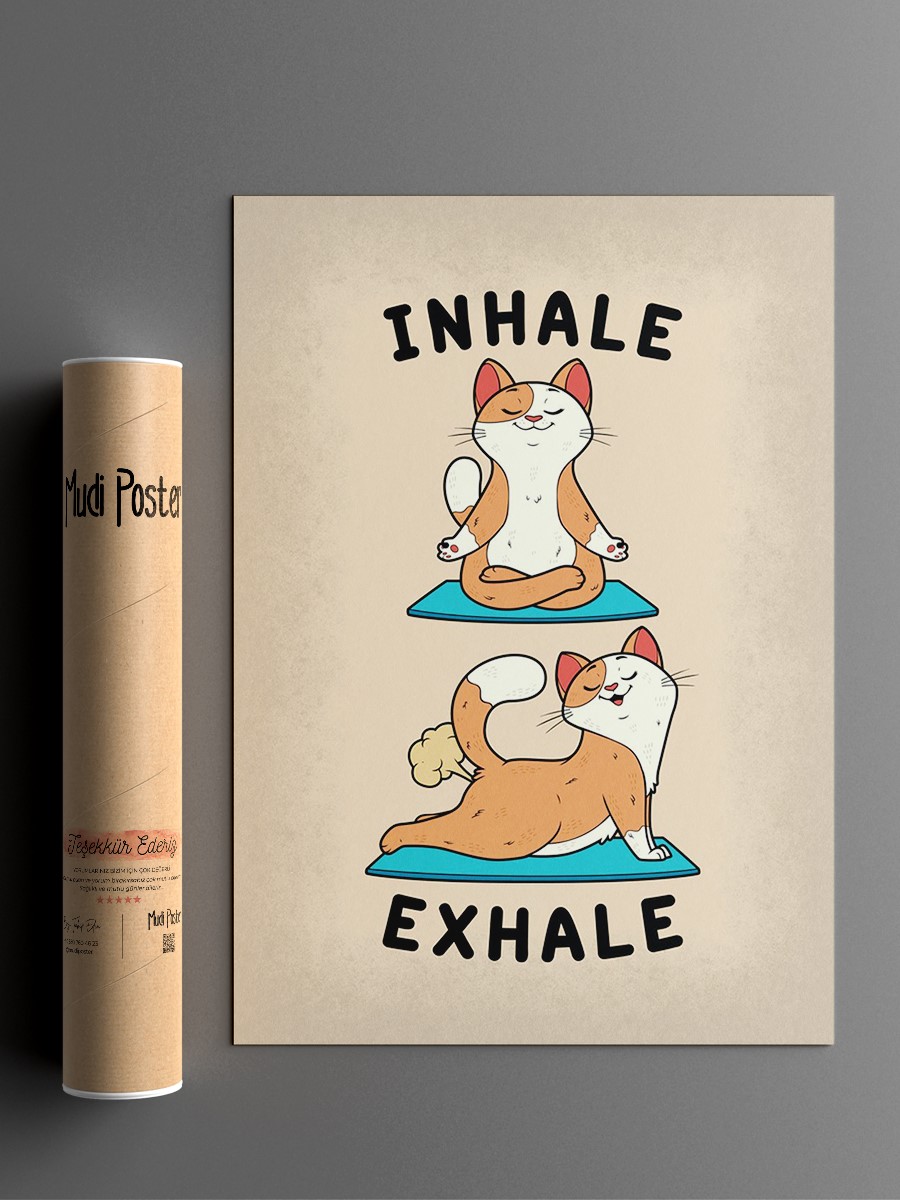 Anime Cat Yoga Exhale Anime Poster Çerçevesiz Yüksek Kalite Anime Duvar Poster