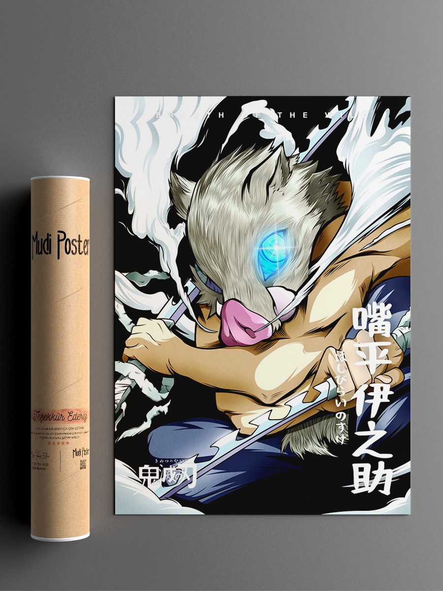 Anime Demon Slayer Inosuke Anime Poster Çerçevesiz Yüksek Kalite Anime Duvar Poster