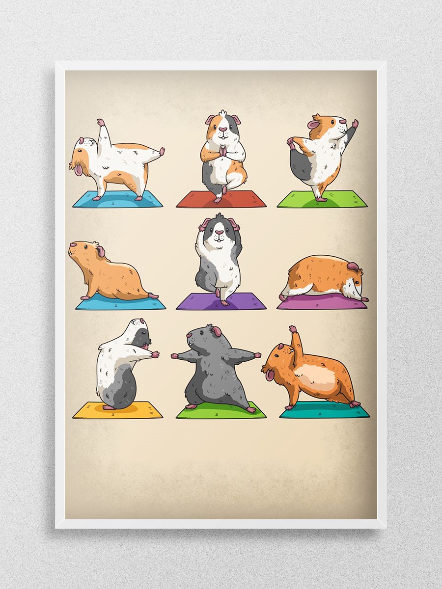 Anime Guinea Pig Yoga Anime Poster Çerçevesiz Yüksek Kalite Anime Duvar Poster