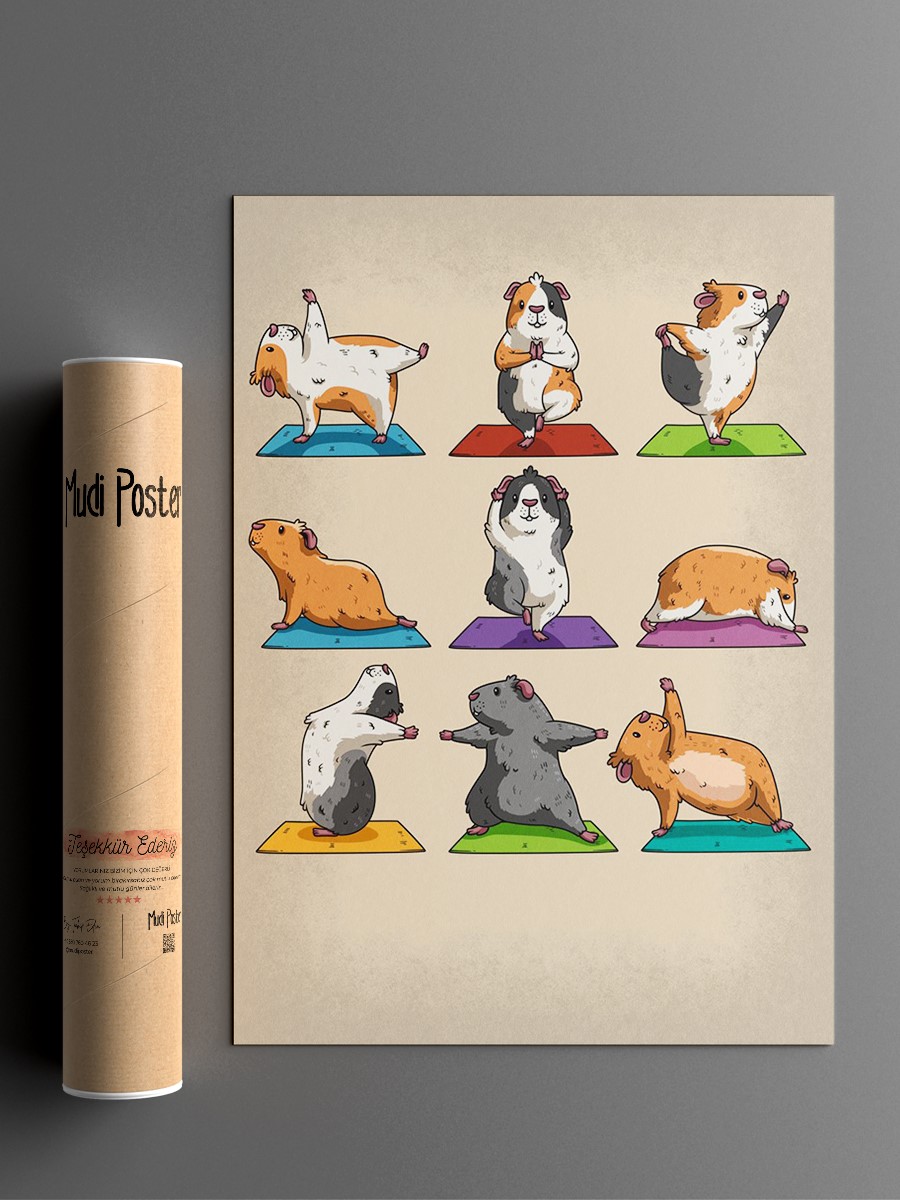Anime Guinea Pig Yoga Anime Poster Çerçevesiz Yüksek Kalite Anime Duvar Poster