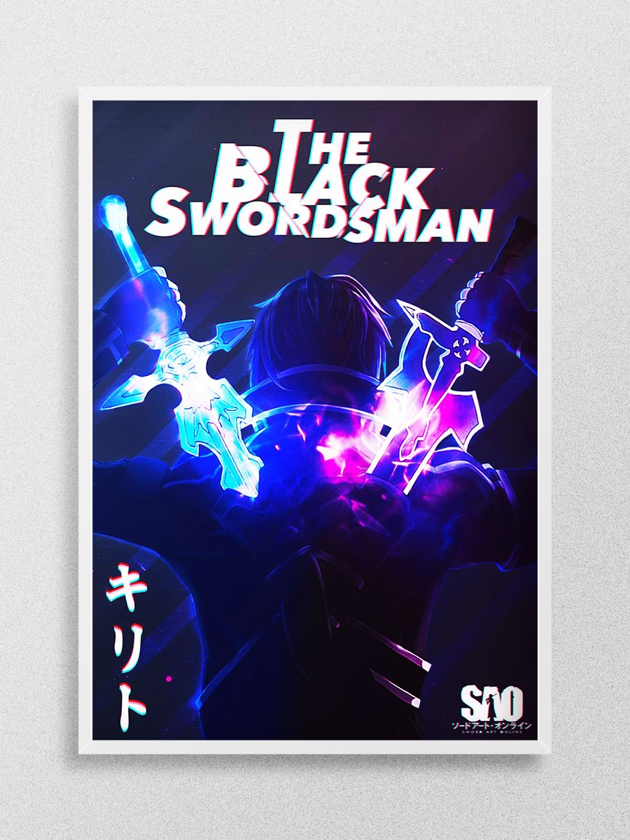 Anime SAO Kirito Anime Poster Çerçevesiz Yüksek Kalite Anime Duvar Poster