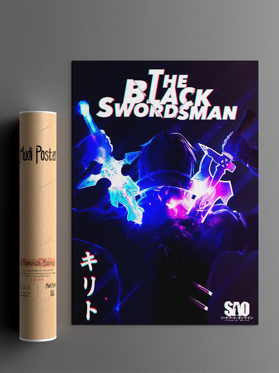 Anime SAO Kirito Anime Poster Çerçevesiz Yüksek Kalite Anime Duvar Poster