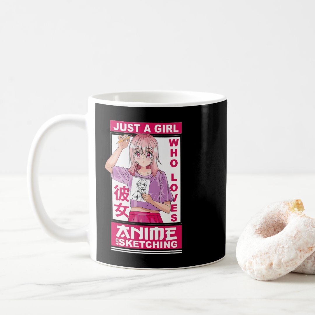 Cute Anime Sketching Girl Anime And Sketching Kawa Coffee Mug Anime Kupa Bardak Modern Anime Baskılı Kupa