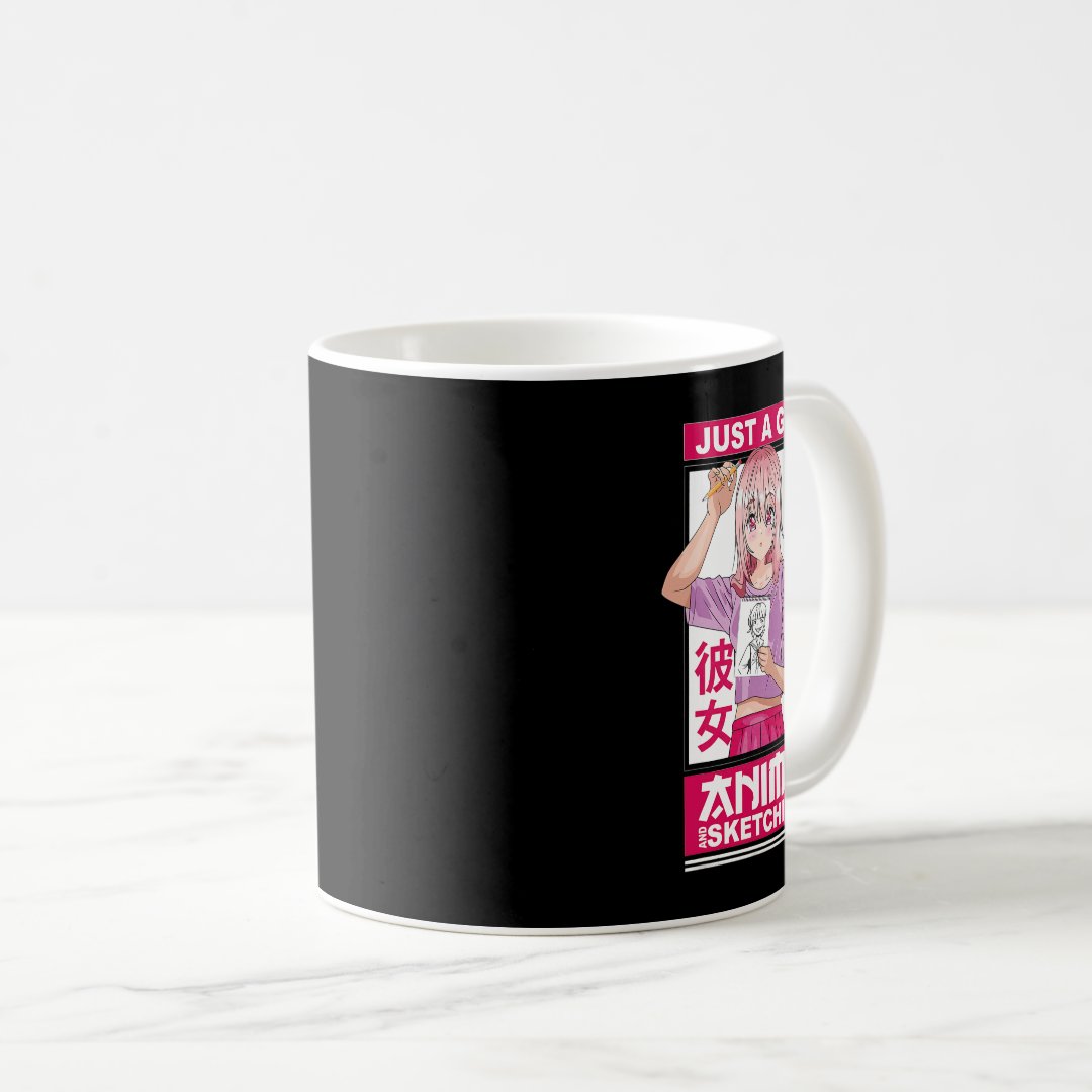 Cute Anime Sketching Girl Anime And Sketching Kawa Coffee Mug Anime Kupa Bardak Modern Anime Baskılı Kupa