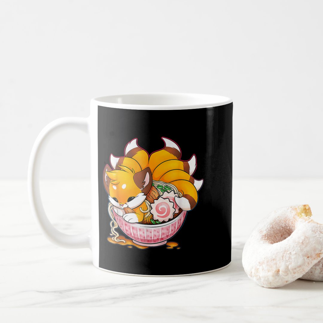 Fun Fox Ramen Japanese Noodles Cute Kawaii Anime G Coffee Mug Anime Kupa Bardak Modern Anime Baskılı Kupa