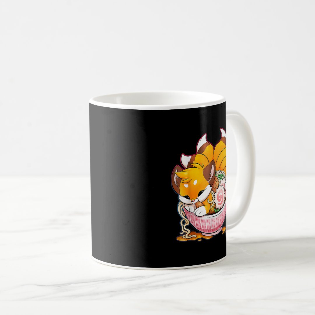 Fun Fox Ramen Japanese Noodles Cute Kawaii Anime G Coffee Mug Anime Kupa Bardak Modern Anime Baskılı Kupa