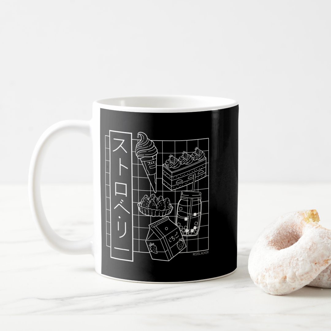 Strawberry Japanese Anime Aesthetic Vaporwave  Coffee Mug Anime Kupa Bardak Modern Anime Baskılı Kupa