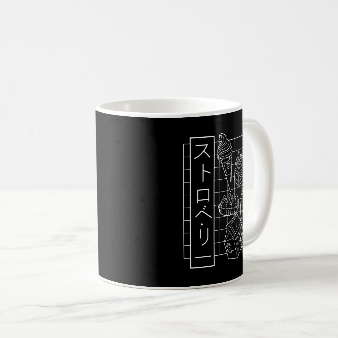 Strawberry Japanese Anime Aesthetic Vaporwave  Coffee Mug Anime Kupa Bardak Modern Anime Baskılı Kupa
