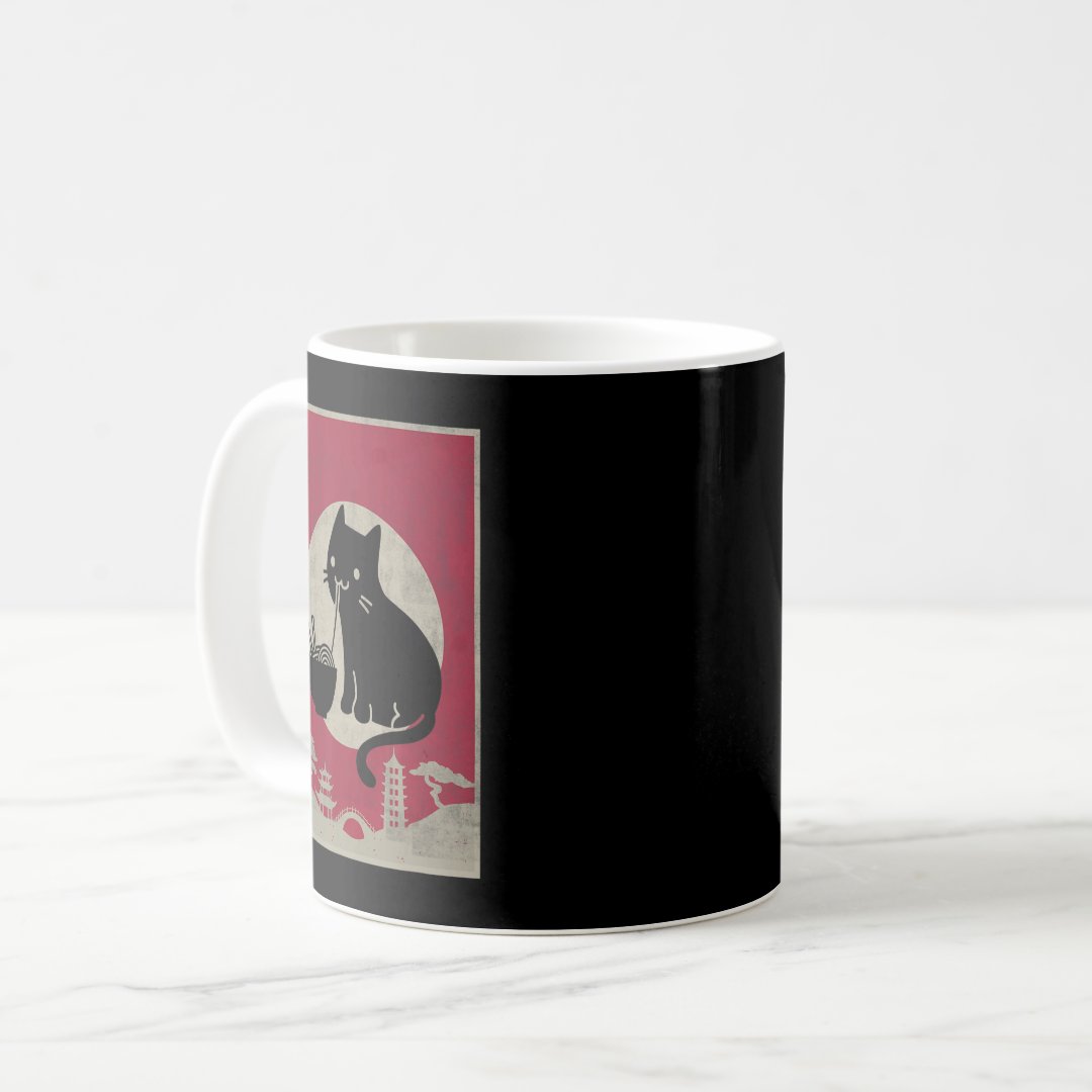 Vintage Kawaii Cat Ramen Anime Japanese Gift Kids  Coffee Mug Anime Kupa Bardak Modern Anime Baskılı Kupa
