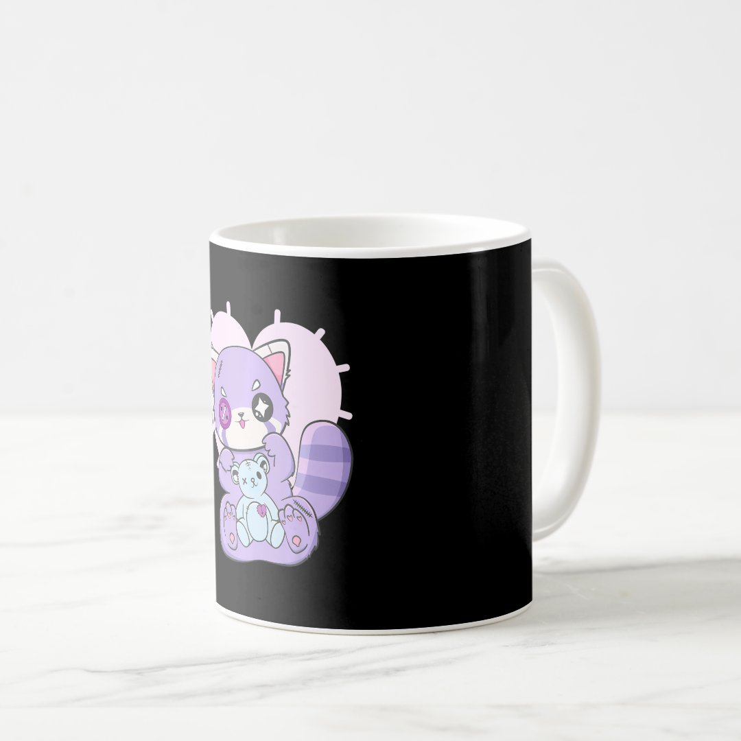 Yami Kawaii Fairy Kei Red Panda Moon Otaku Anime Coffee Mug Anime Kupa Bardak Modern Anime Baskılı Kupa