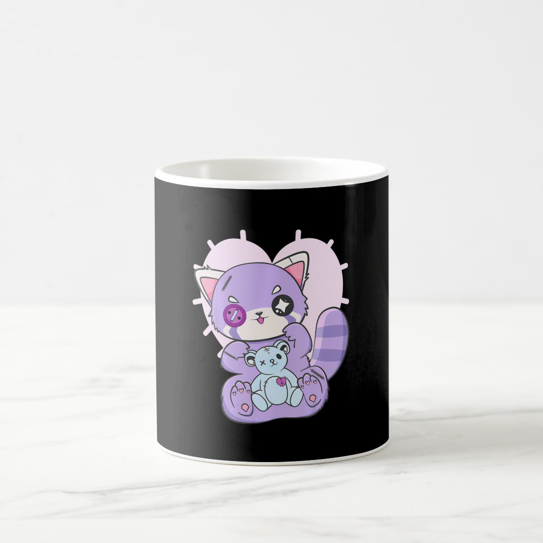 Yami Kawaii Fairy Kei Red Panda Moon Otaku Anime Coffee Mug Anime Kupa Bardak Modern Anime Baskılı Kupa