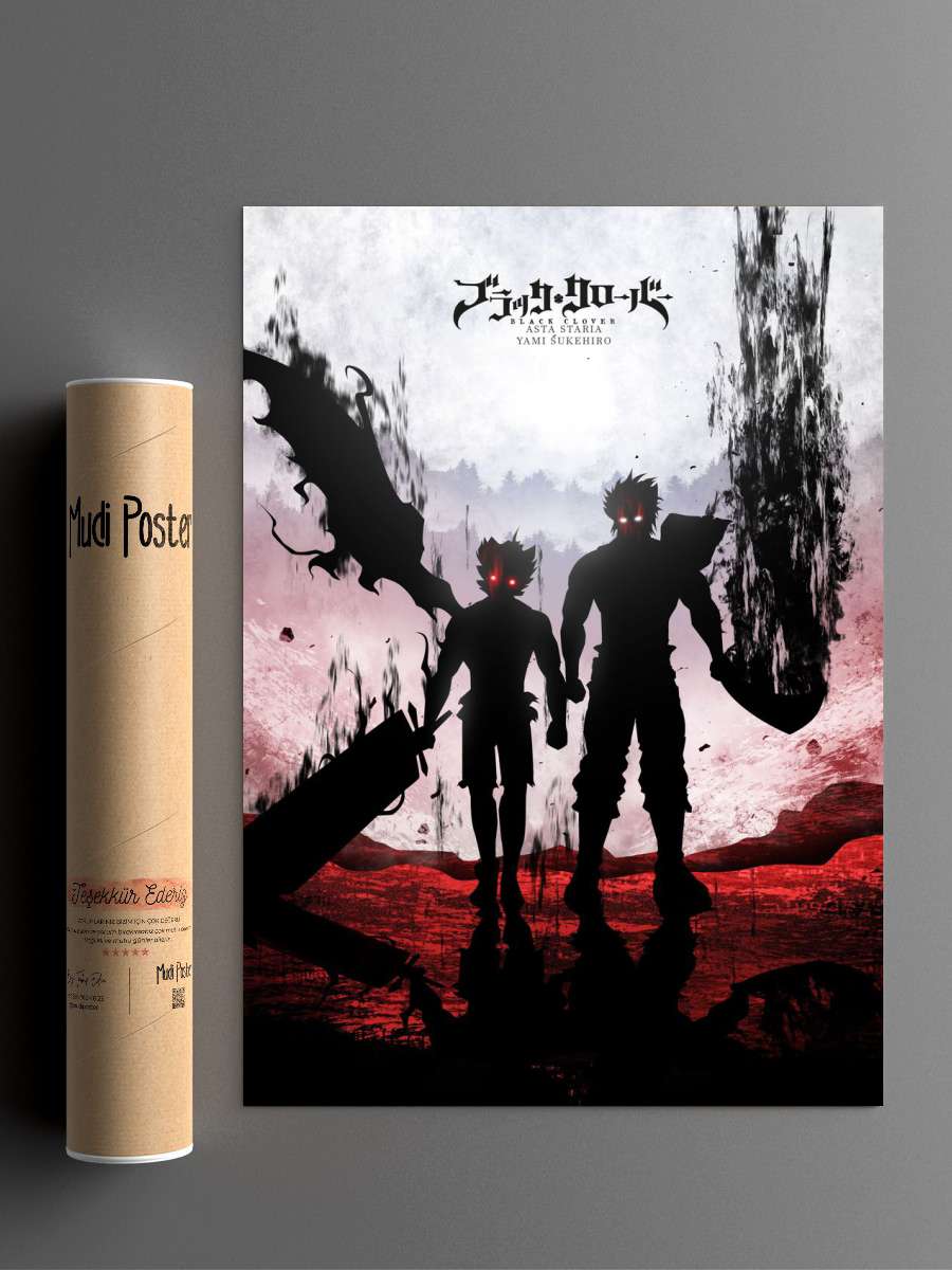 Asta and Yami Black Clover Anime Poster Çerçevesiz Yüksek Kalite Anime Duvar Poster