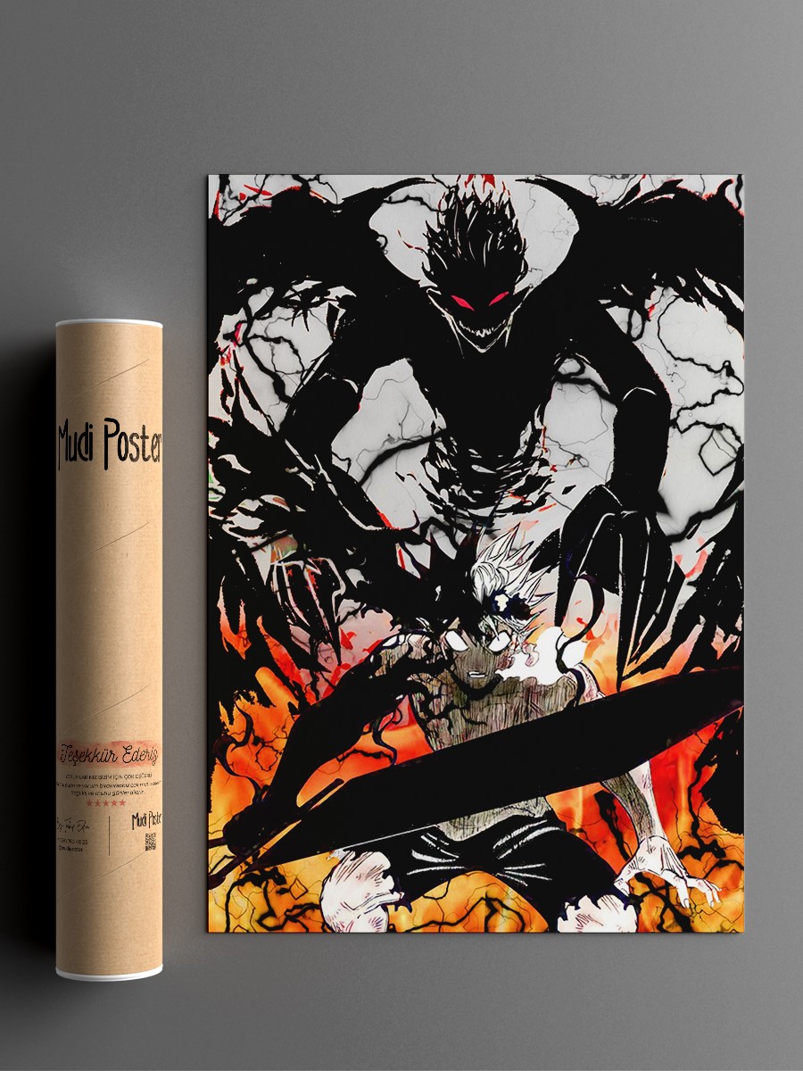 Asta Black Clover Anime Poster Çerçevesiz Yüksek Kalite Anime Duvar Poster
