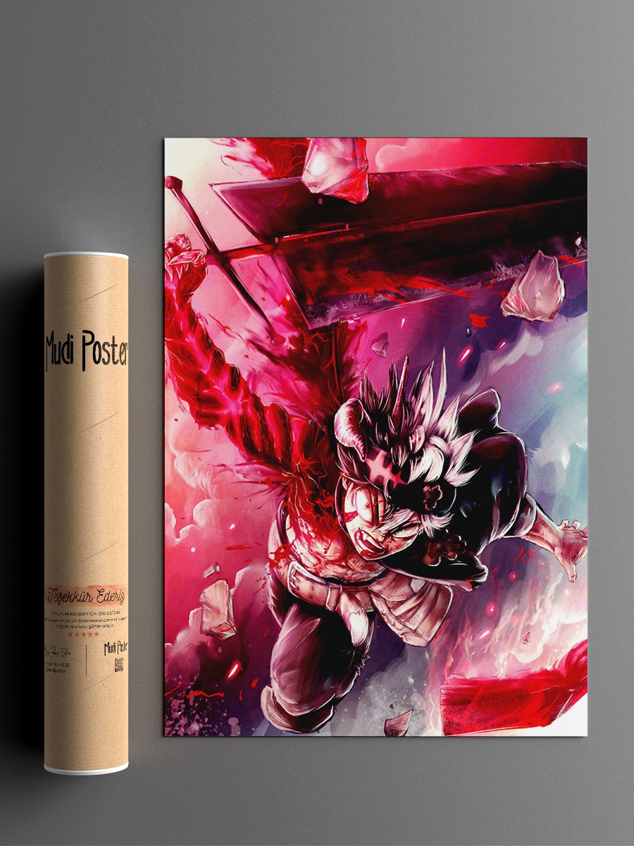 Asta Black Clover Anime Poster Çerçevesiz Yüksek Kalite Anime Duvar Poster