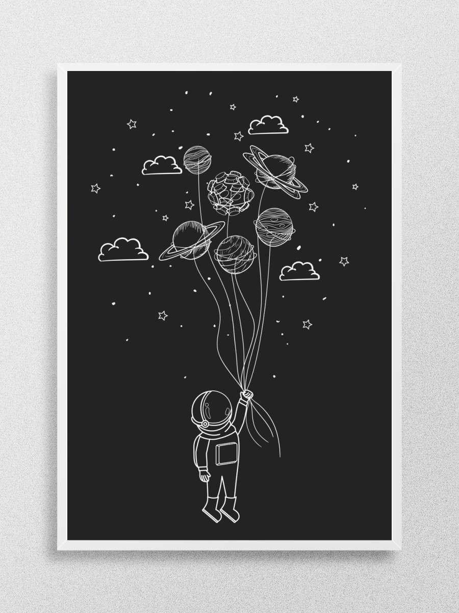 Astronaut with planets Anime Poster Çerçevesiz Yüksek Kalite Anime Duvar Poster