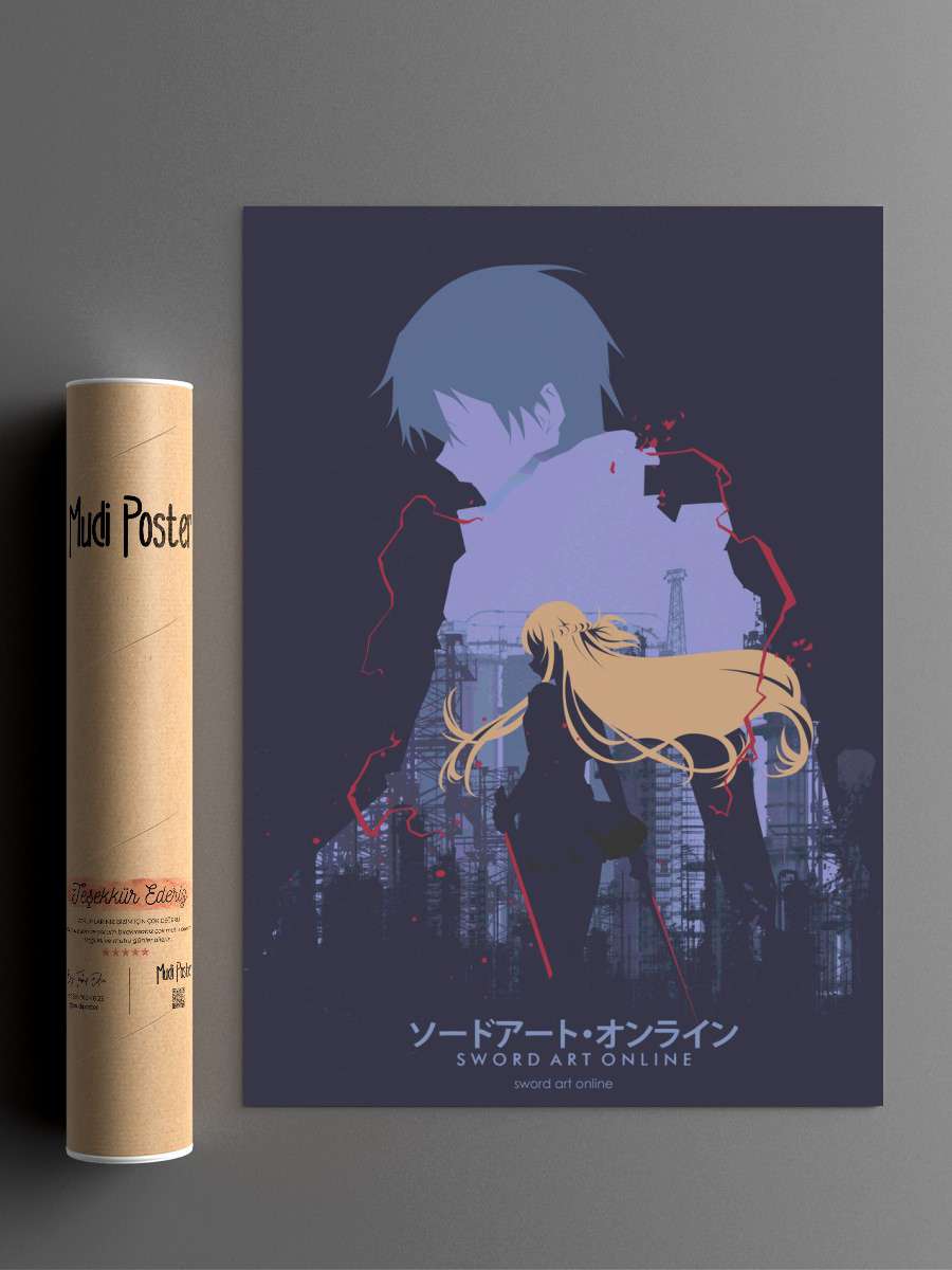 Asuna x Kirito Anime Poster Çerçevesiz Yüksek Kalite Anime Duvar Poster