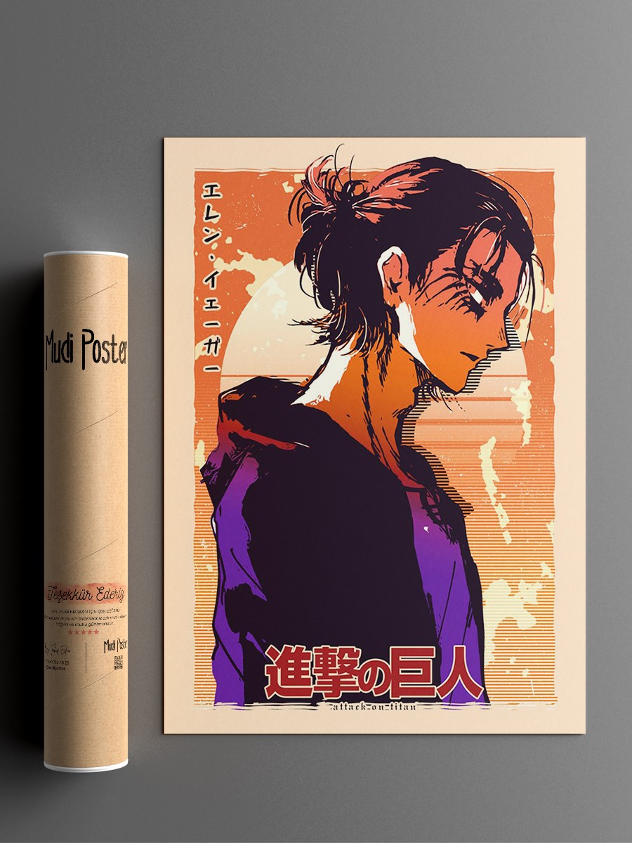 Attack on Titan Eren Anime Poster Çerçevesiz Yüksek Kalite Anime Duvar Poster