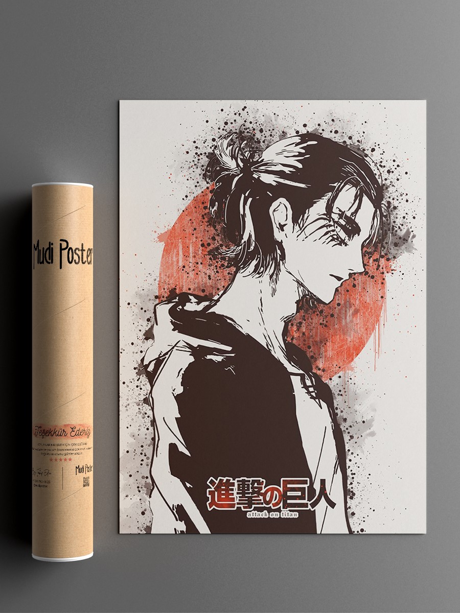 Attack On Titan Eren Anime Poster Çerçevesiz Yüksek Kalite Anime Duvar Poster