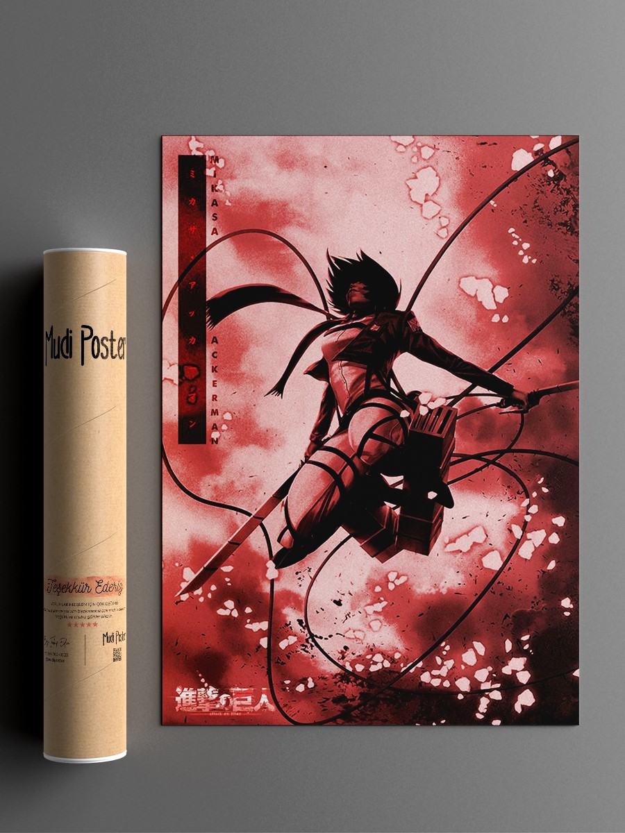 Attack on Titan Mikasa Anime Poster Çerçevesiz Yüksek Kalite Anime Duvar Poster