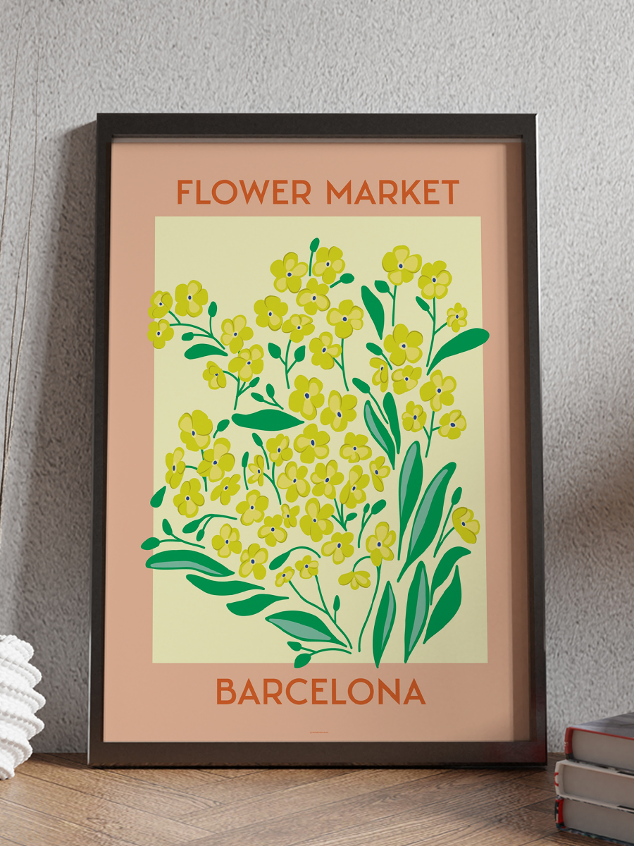 Barcelona Soyut Çiçek Modern Poster Çerçevesiz Duvar Tablosu Sanatsal Poster