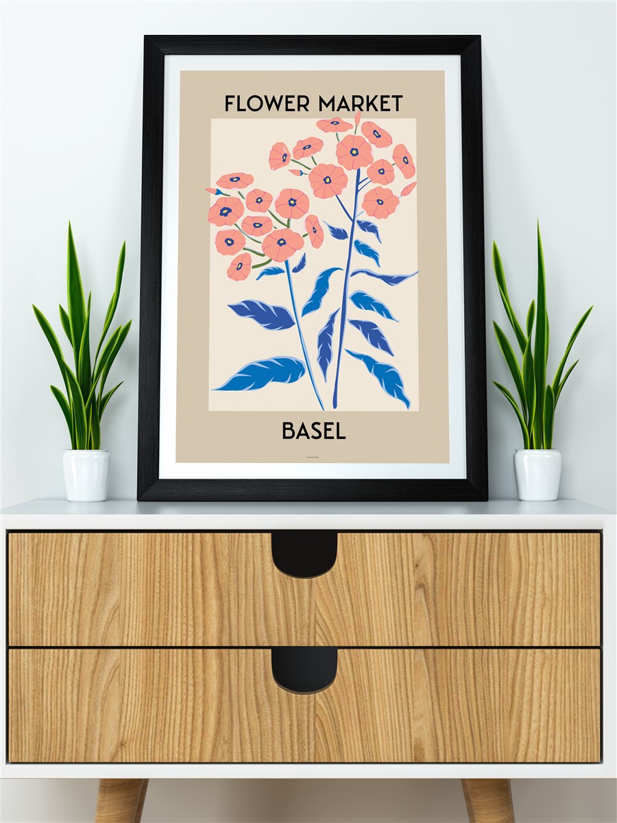 Basel Soyut Çiçek Modern Poster Çerçevesiz Duvar Tablosu Sanatsal Poster