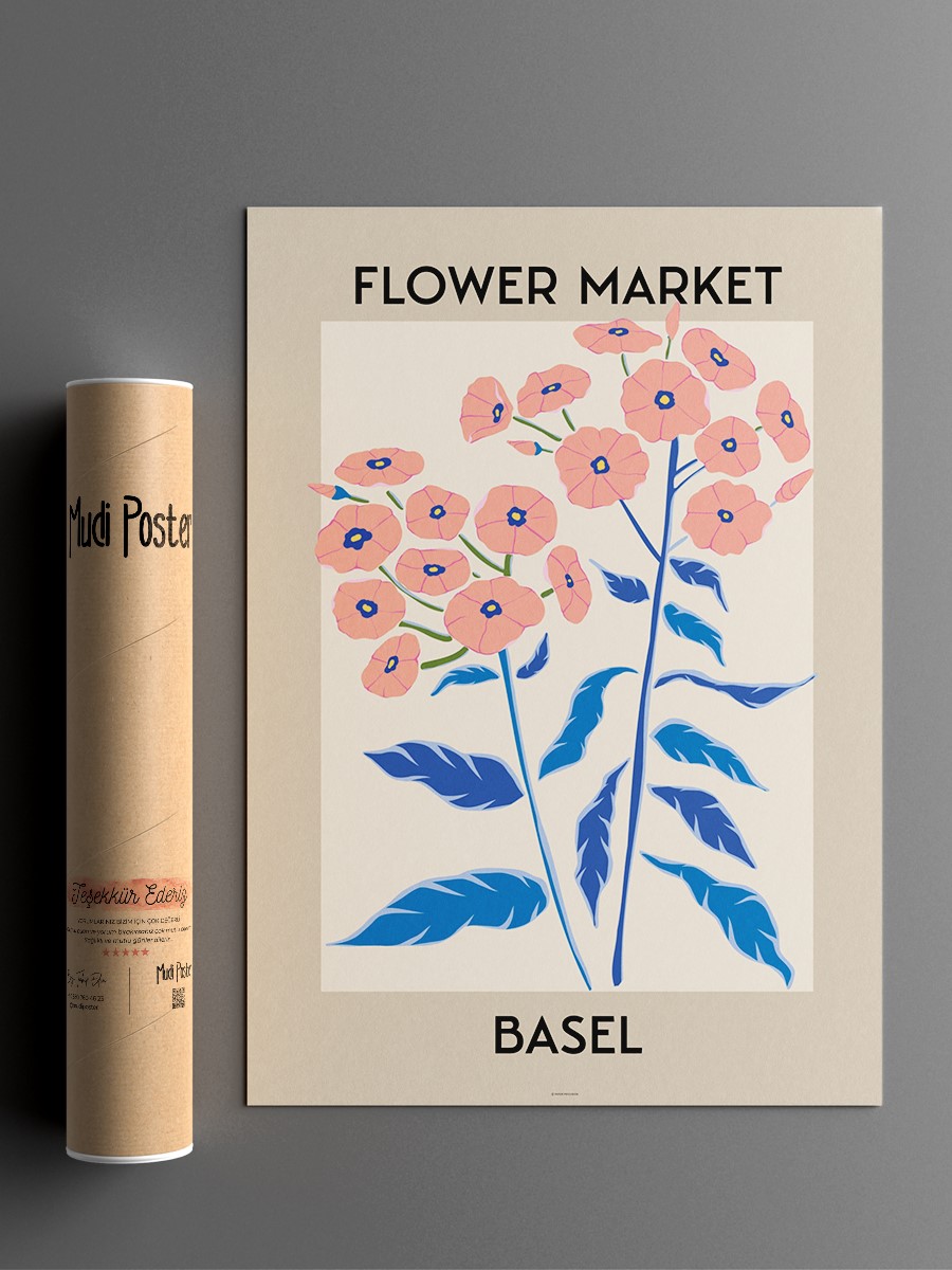 Basel Soyut Çiçek Modern Poster Çerçevesiz Duvar Tablosu Sanatsal Poster