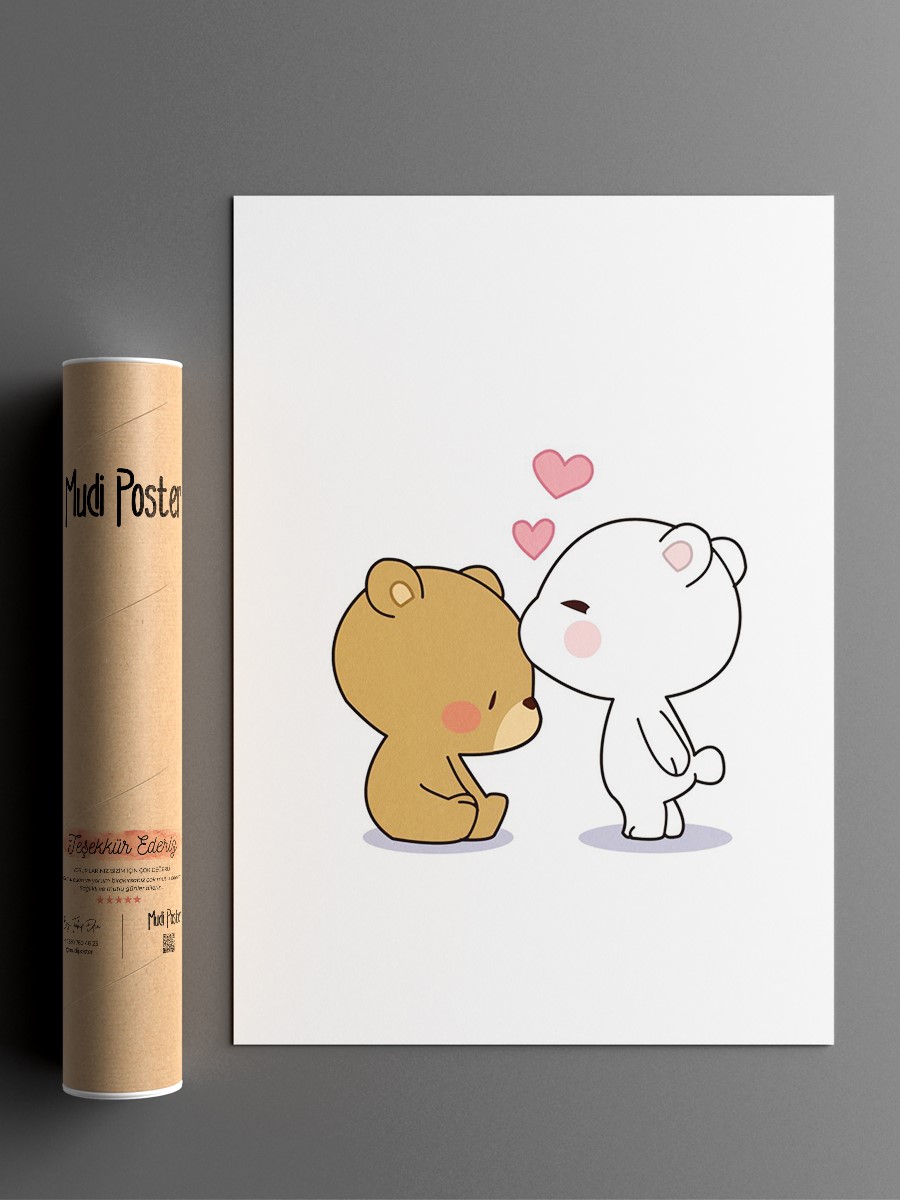 Bear Cute Animal  Anime Poster Çerçevesiz Yüksek Kalite Anime Duvar Poster
