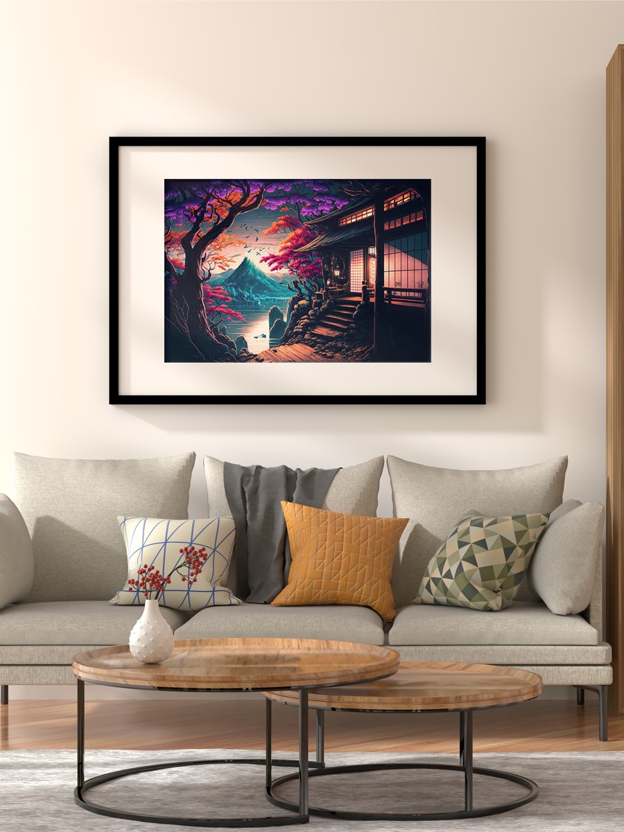 Beautiful Japan Sunset Anime Poster Çerçevesiz Yüksek Kalite Anime Duvar Poster