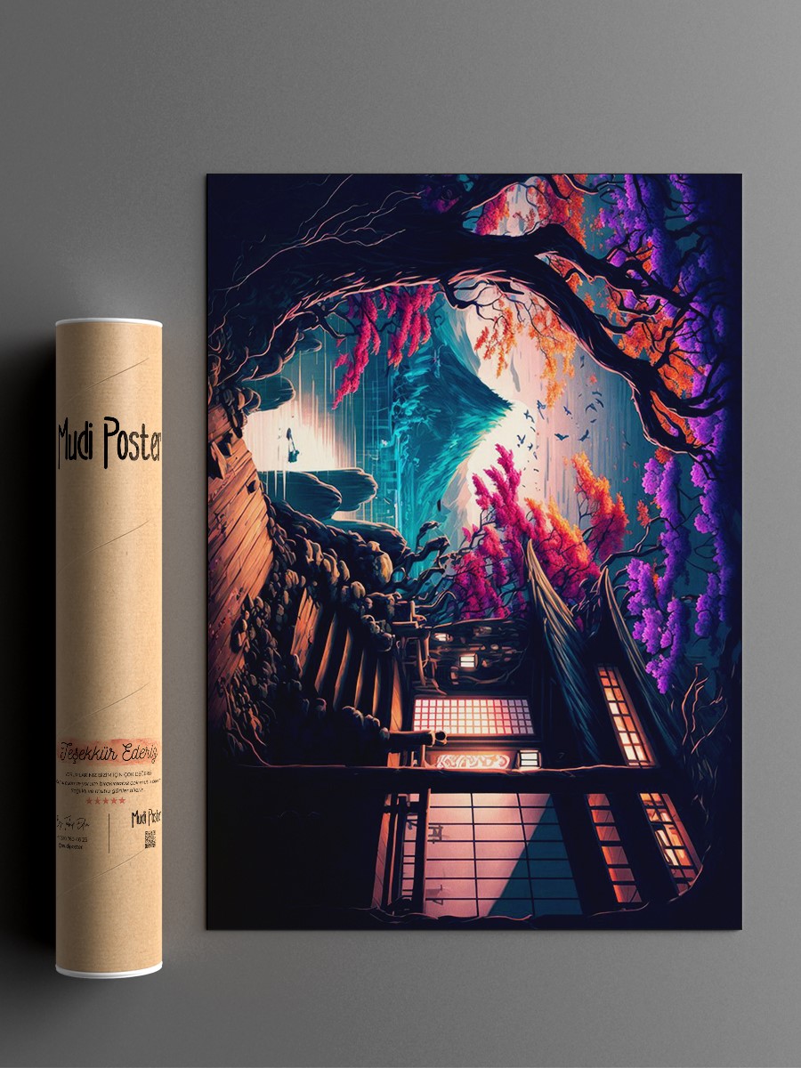 Beautiful Japan Sunset Anime Poster Çerçevesiz Yüksek Kalite Anime Duvar Poster