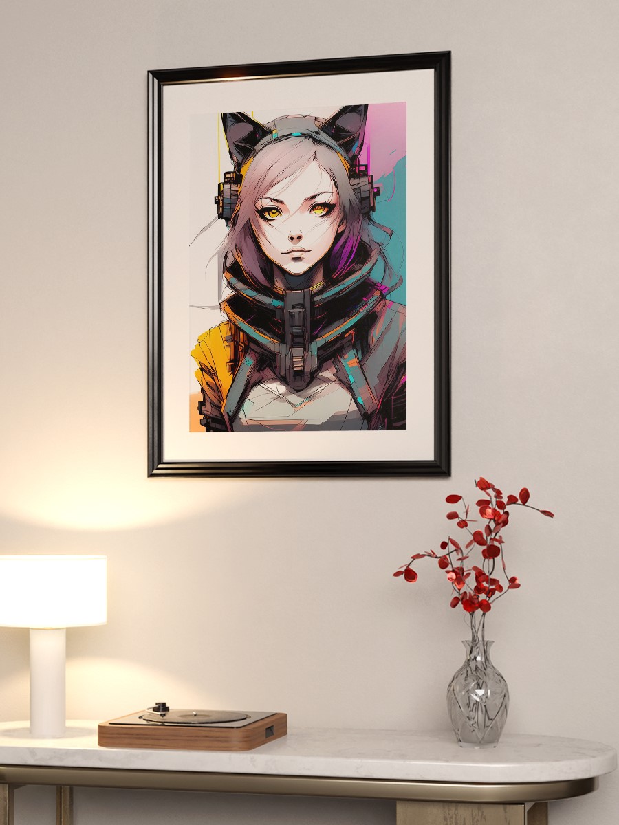 Beauty Cyber Cat girl Art Anime Poster Çerçevesiz Yüksek Kalite Anime Duvar Poster