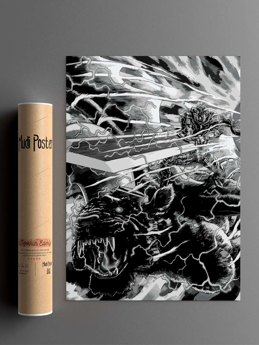Berserk Guts Anime Poster Çerçevesiz Yüksek Kalite Anime Duvar Poster