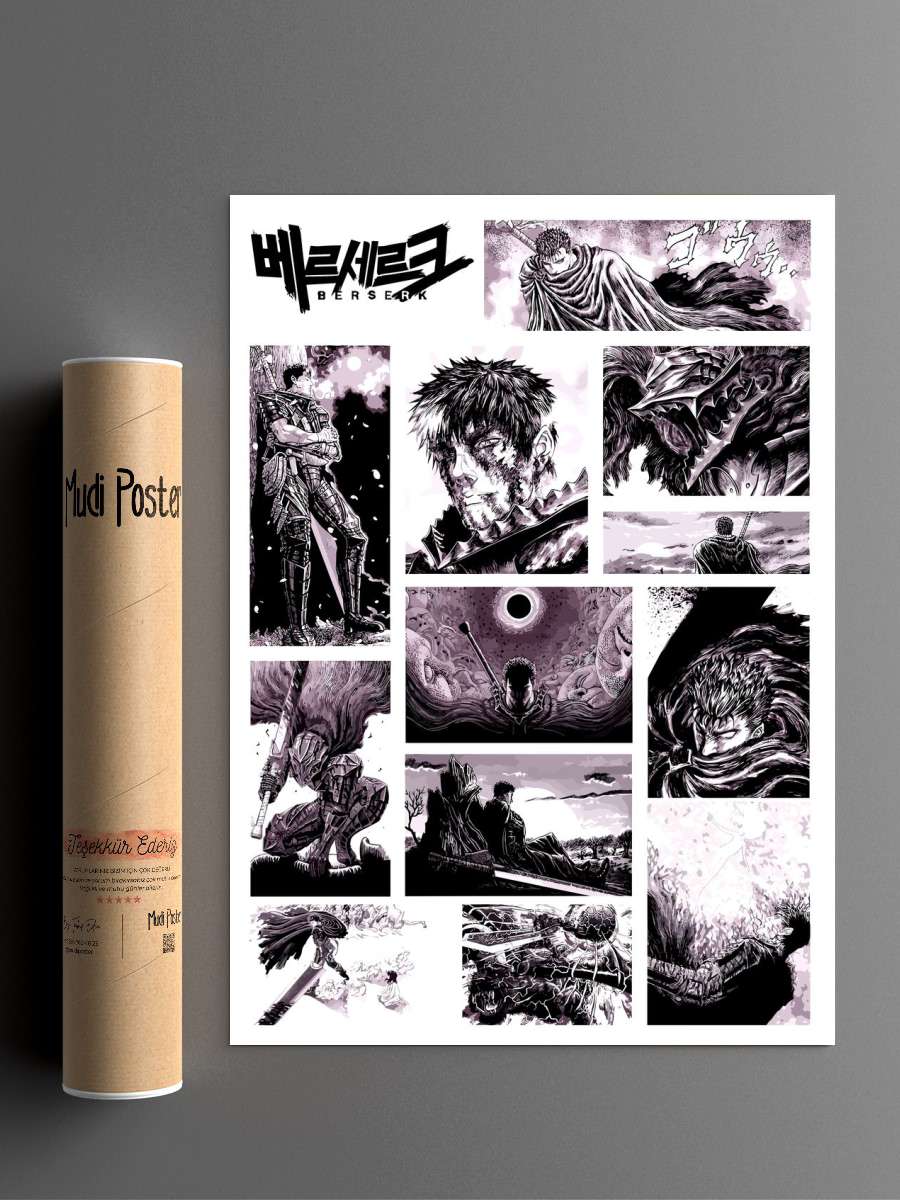 Berserk Guts Anime Poster Çerçevesiz Yüksek Kalite Anime Duvar Poster